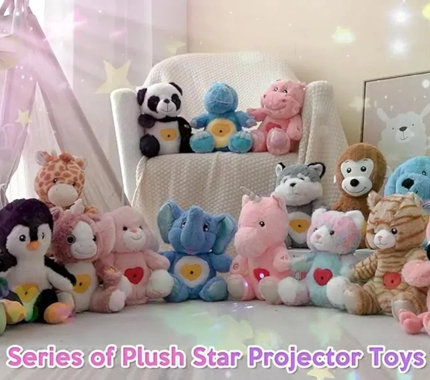 Cuteoy Plush Giraffe Star Projector Musical Adjustable Singing Night Light Stuffed Animals Glowing Plushies Toy Gifts for Kids Birthday Easter Christmas,12''