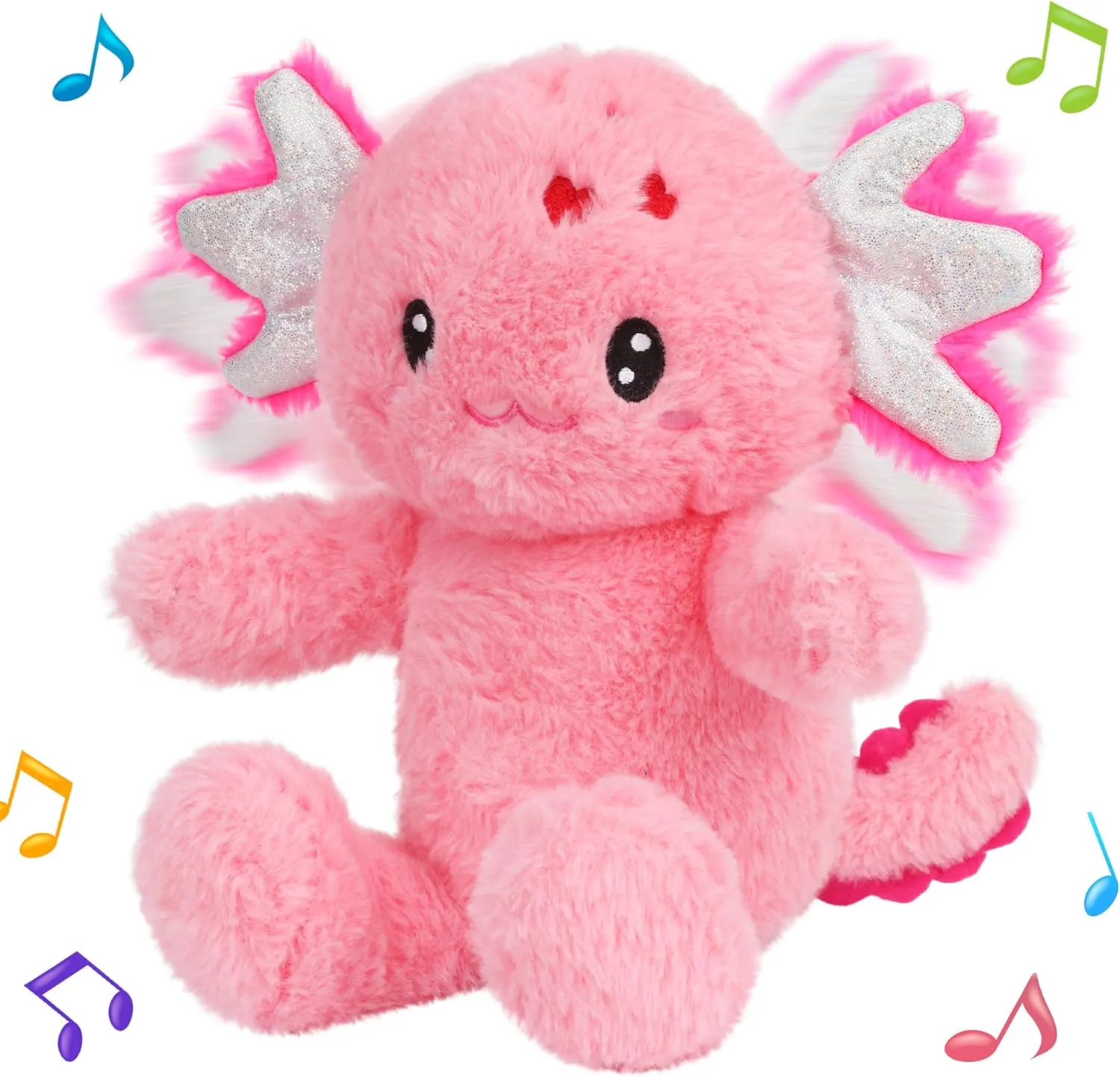 Cuteoy Talking Axolotl Repeat What You Say Musical Stuffed Animal Shaking Singing Plush Toy Electric Interactive Animated Salamander Plushies for Kids Girls Boys Birthday