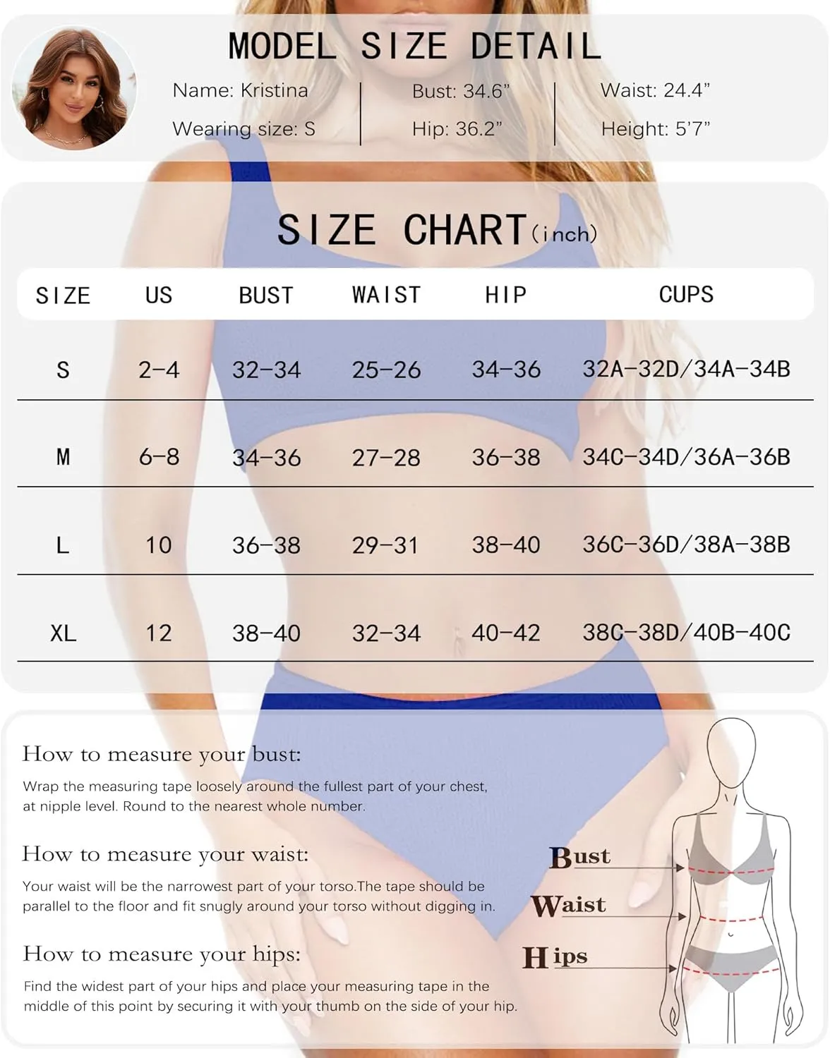 DaiLiWei High Waisted for Women Ribbed 2 Piece Bathing Suit Modest Full Coverage Bikini Sets Sporty Cute Swim Suits for Teens
