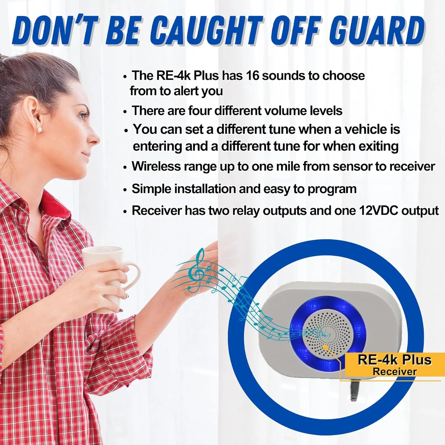 Dakota Alert Long Range Driveway Alarm Motion Detector - DCMA-4k Plus One Mile Wireless Range Alarm System - DCMT-4000 Transmitter & RE-4k Plus Receiver-Use Outdoors, Driveways, Entrances & Backyards
