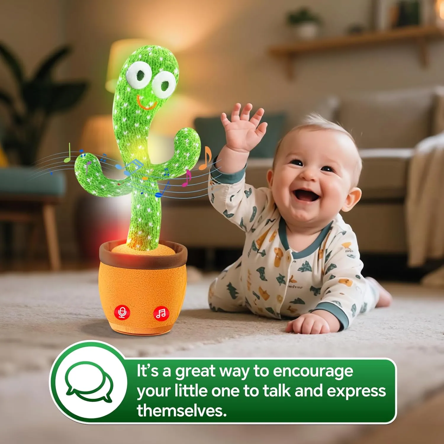 Dancing Talking Cactus Toy for Toddler,Easter Baskets for Kids Cactus Baby Toy Interactive Mimic Singing Infant Kids Toys,Baby Boy Easter Gifts Easter Basket Stuffers Baby Girl Toys