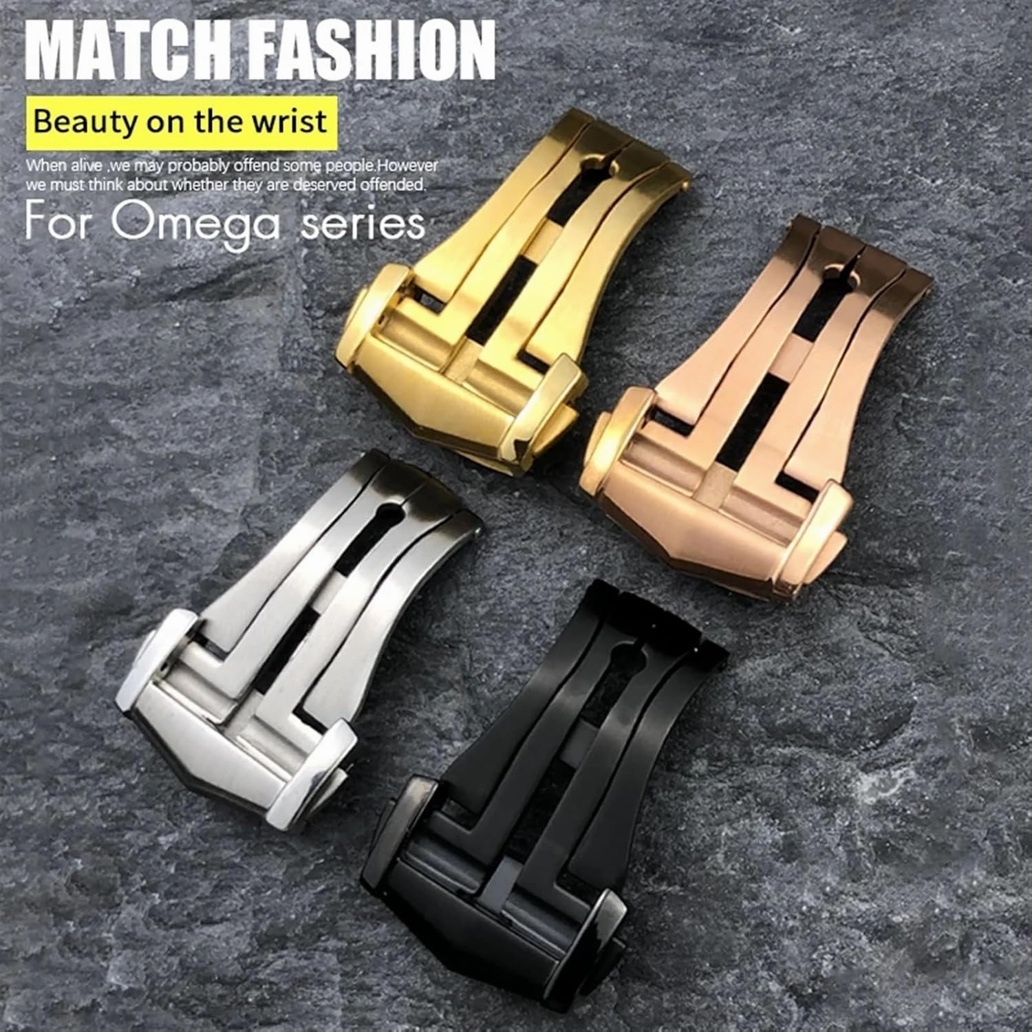 DASEB Deployment Watch Buckle Folding Clasp 16mm 18mm 20mm for Omega Leather Strap Rubber Band 316L Steel Black Silver Accessories