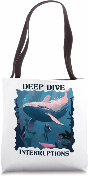 Deep Sea Interruptions Blue Beluga Cetacea Whale Watching Tote Bag