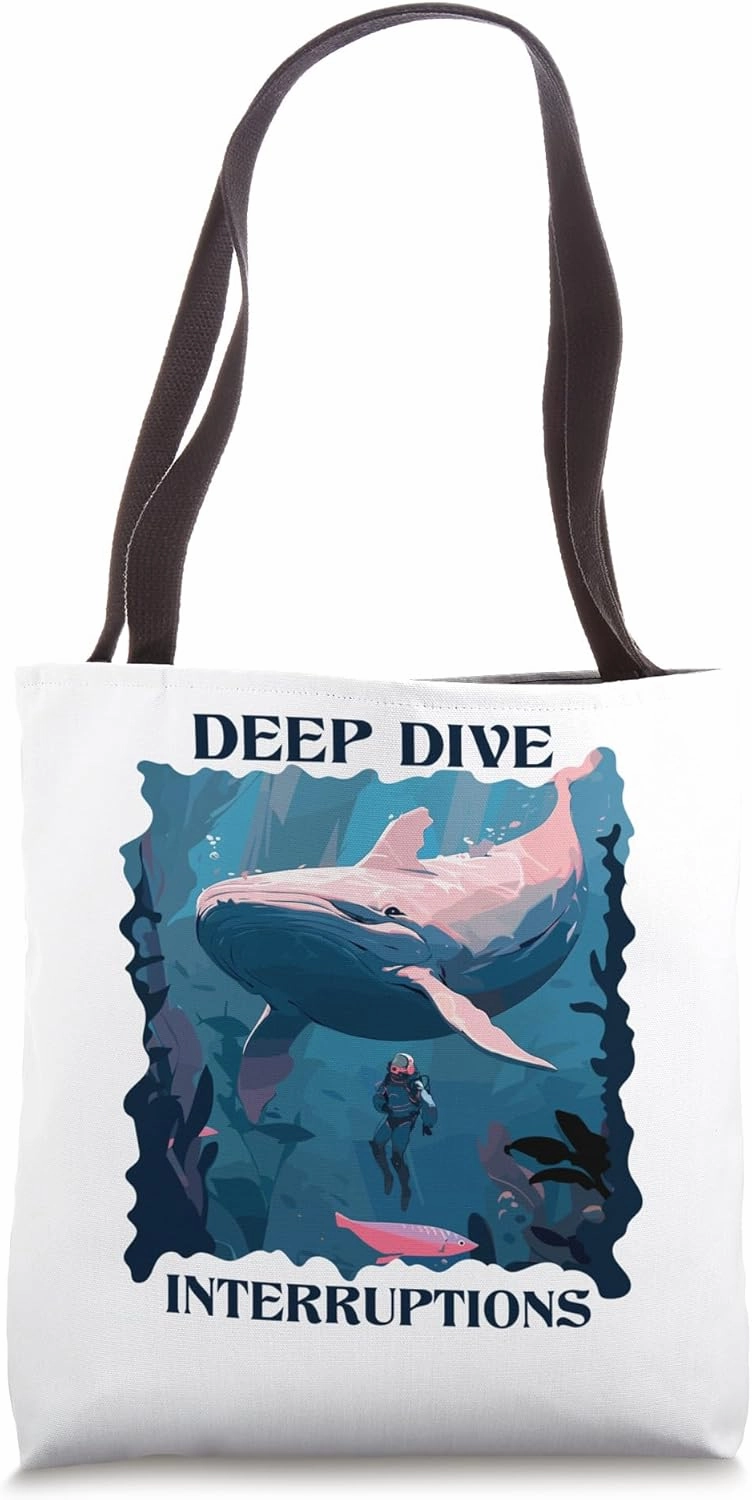 Deep Sea Interruptions Blue Beluga Cetacea Whale Watching Tote Bag