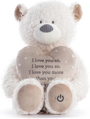 DEMDACO Wrapped in Love Baby 16 Inch Ultra Soft Polyester Stuffed Animal Plush Mechanical Musical Bear, Brown and Cream Color, Plays Brahms Lullaby