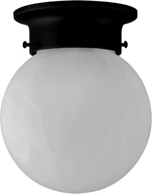 Design House Millbridge 1-Light Flush Mount Ceiling Light, Matte Black Finish, White Alabaster Glass, Dimmable, for Bedroom, Hallway, Kitchen, 588483