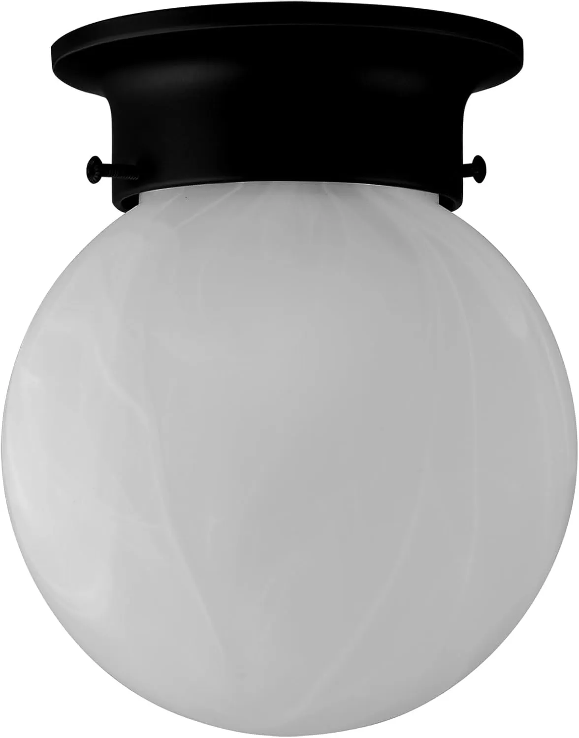 Design House Millbridge 1-Light Flush Mount Ceiling Light, Matte Black Finish, White Alabaster Glass, Dimmable, for Bedroom, Hallway, Kitchen, 588483