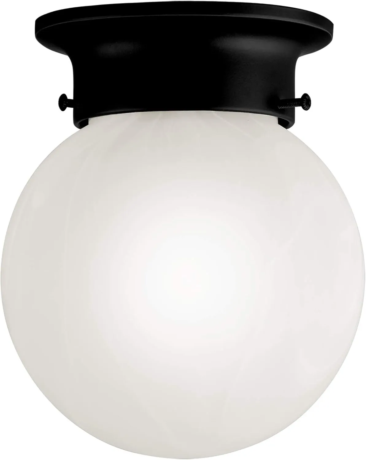 Design House Millbridge 1-Light Flush Mount Ceiling Light, Matte Black Finish, White Alabaster Glass, Dimmable, for Bedroom, Hallway, Kitchen, 588483
