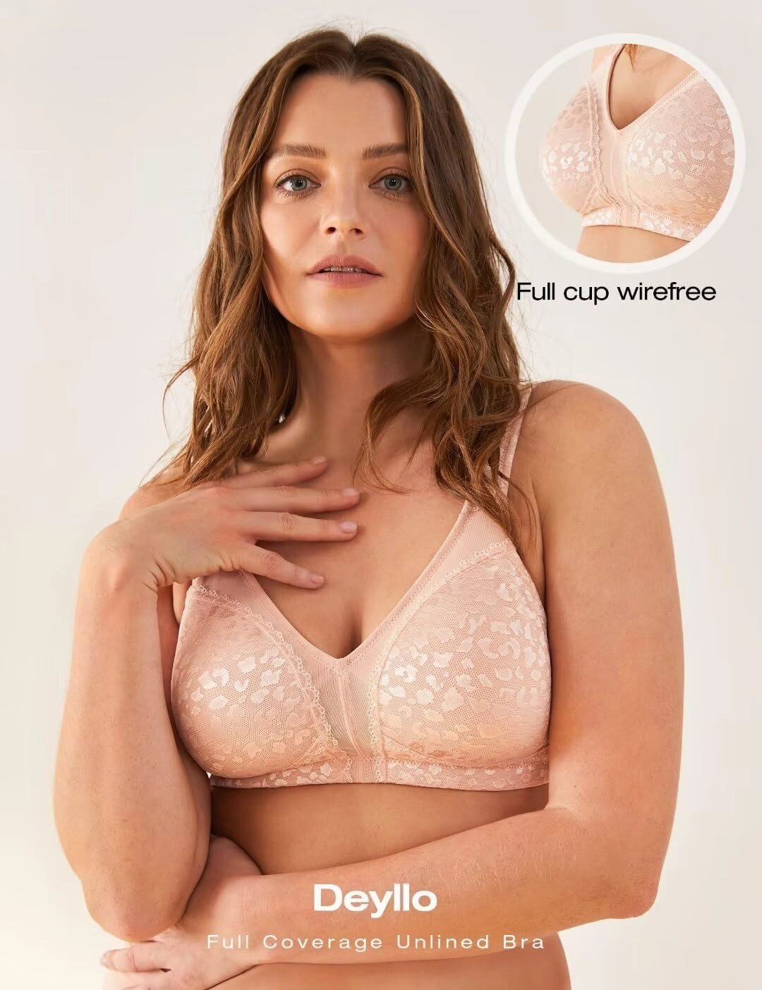 Deyllo Women's Full Coverage Plus Size Comfort Minimizer Bra Wirefree Non Padded