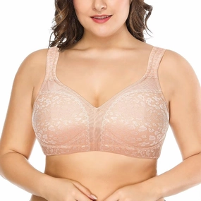 Deyllo Women's Full Coverage Plus Size Comfort Minimizer Bra Wirefree Non Padded