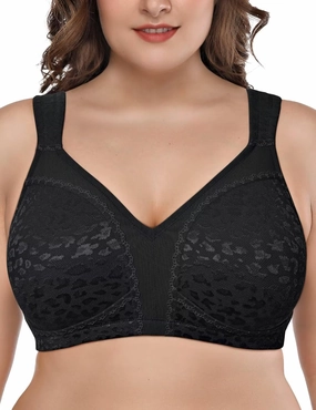 Deyllo Women's Full Coverage Plus Size Comfort Minimizer Bra Wirefree Non Padded