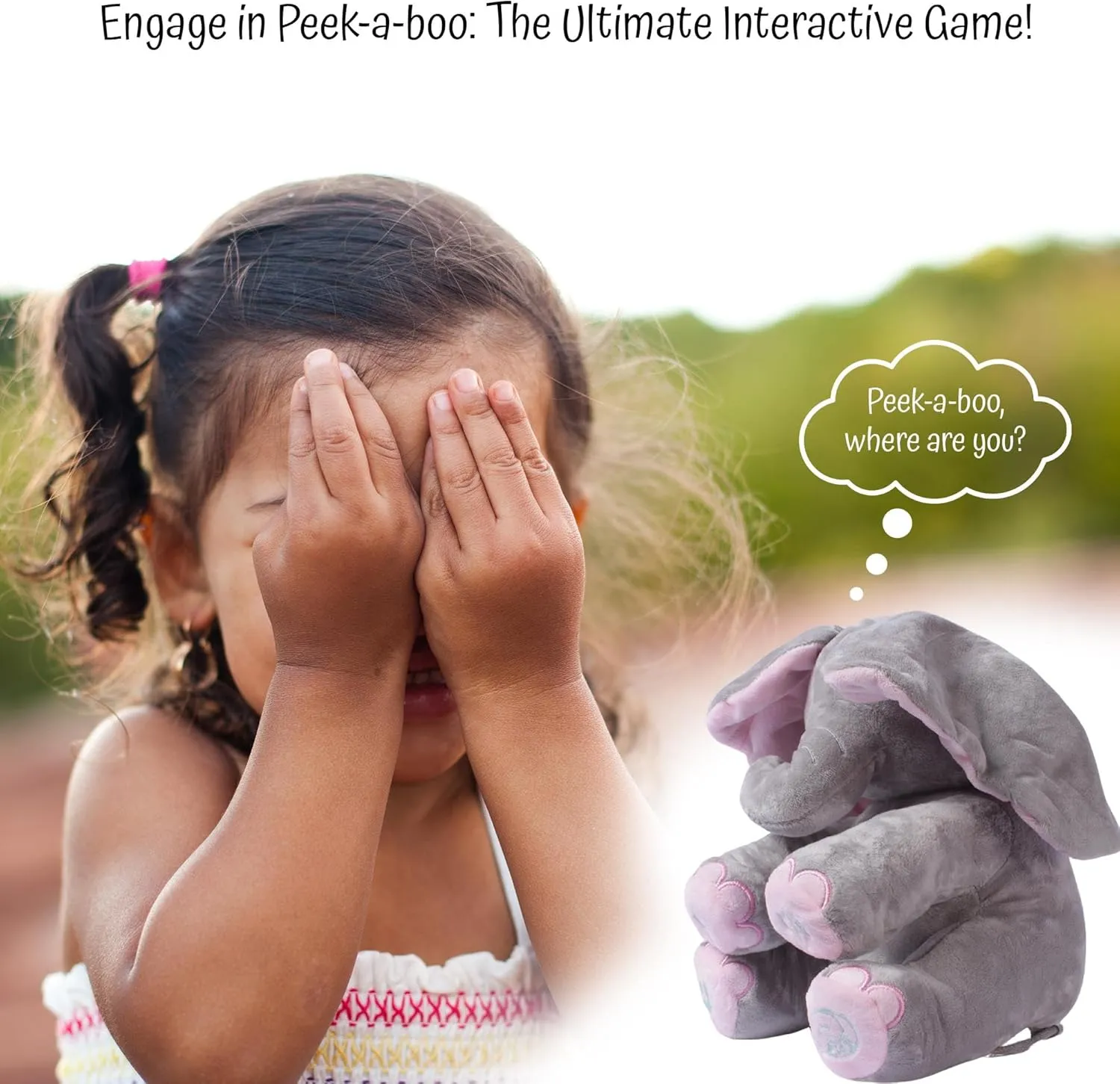 Dimple Kaia Peek A Boo Elephant Toy, Interactive Singing Stuffed Elephant Plush with Moving Ears, Musical Stuffed Animal for Babies and Toddlers, Adorable Elephant Baby Toy