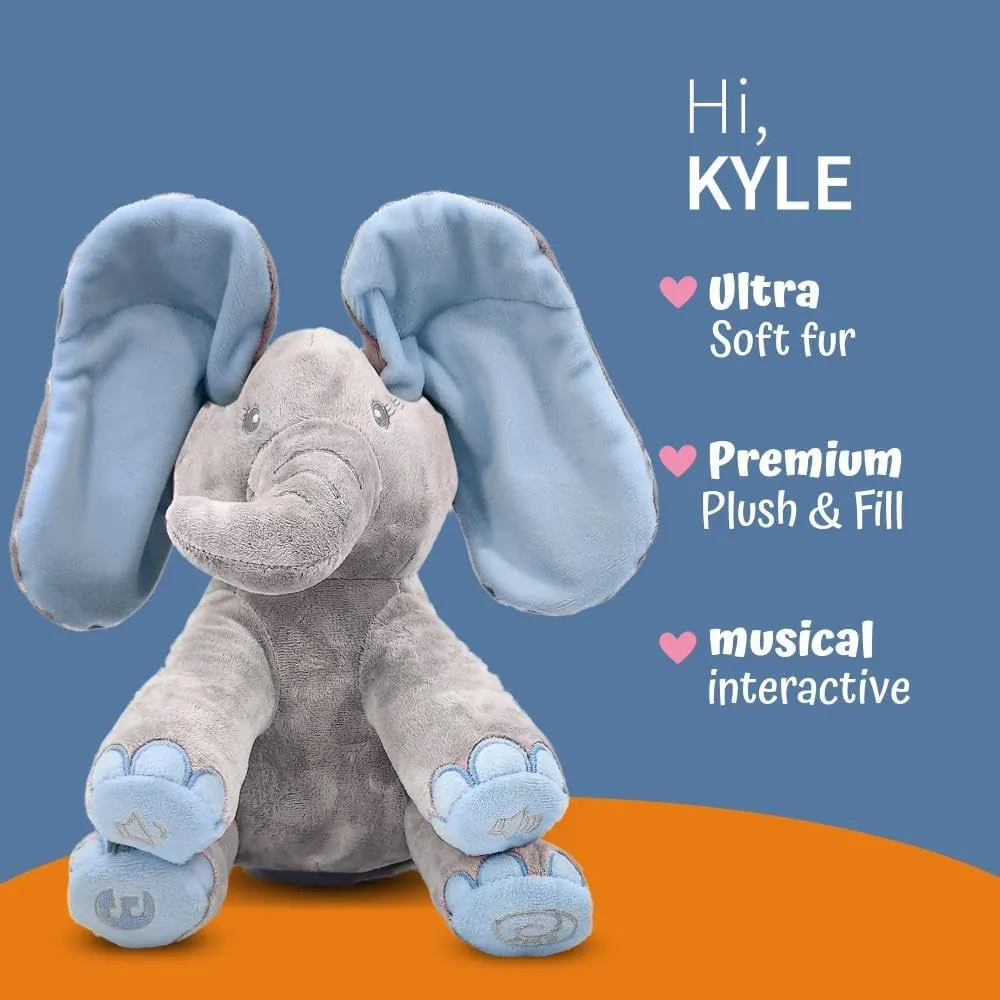 Dimple Kyle Peek A Boo Elephant Toy, Interactive Singing Stuffed Elephant Plush with Moving Ears, Musical Stuffed Animal for Babies and Toddlers, Adorable Baby Toy