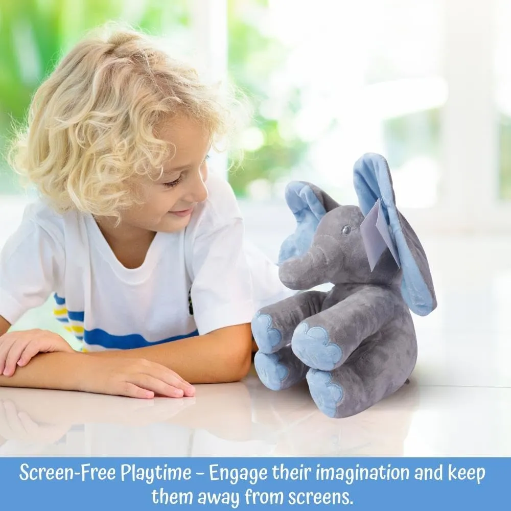 Dimple Kyle Peek A Boo Elephant Toy, Interactive Singing Stuffed Elephant Plush with Moving Ears, Musical Stuffed Animal for Babies and Toddlers, Adorable Baby Toy