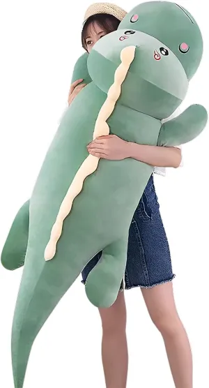 Dinosaur Plush Toy Pillow,Cute Dinosaur Stuffed Animals Doll,Soft Lumbar Back Cushion Big Dinosaur Plushies Stuffed Toy Cute Pillows,Great Gift for Kids Birthday,Valentine (Green,47.2in)