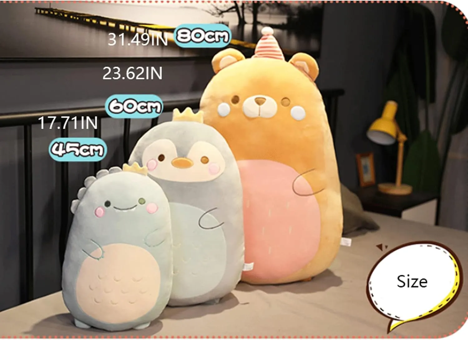 Dinosaur Stuffed Animal Plush Doll Toy Cute Soft Hug Pillow Plushie Kawaii Fat Sheeping Throw Pillow Cushion Christmas Birthday Gift for Kids Girlfriend