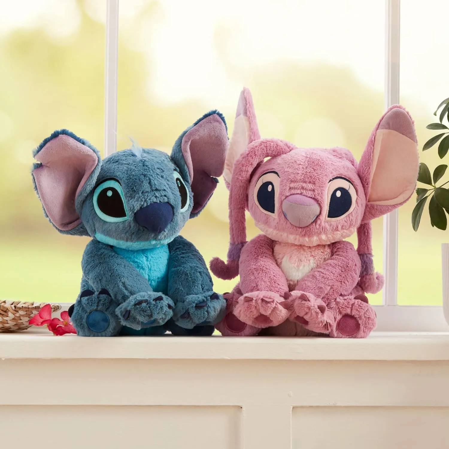 Disney Store Official Angel Medium Soft Toy for Kids, Cuddly Character with Fuzzy Texture and Embroidered Details, Flexible Floppy Ears, Disney Plushy Suitable for All Ages.