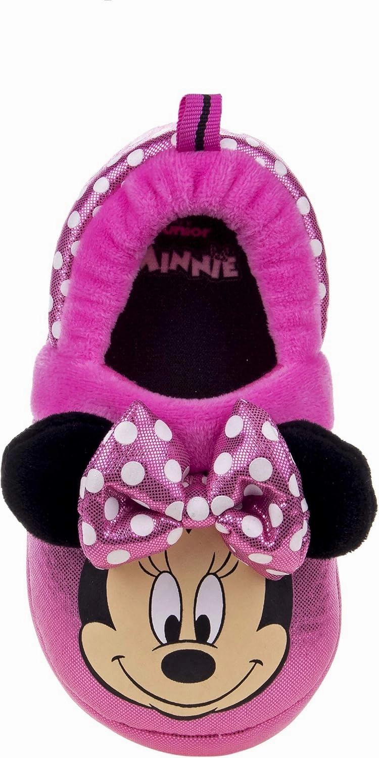 Disney Girl's Minnie Mouse 3D Plush Fuzzy Slippers