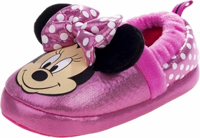 Disney Girl's Minnie Mouse 3D Plush Fuzzy Slippers