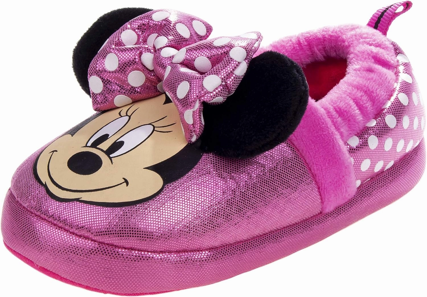 Disney Girl's Minnie Mouse 3D Plush Fuzzy Slippers