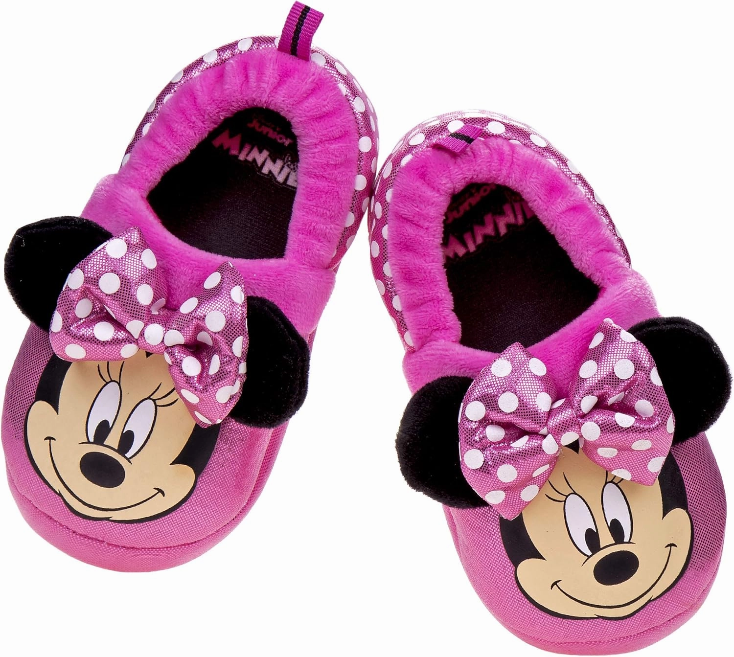 Disney Girl's Minnie Mouse 3D Plush Fuzzy Slippers
