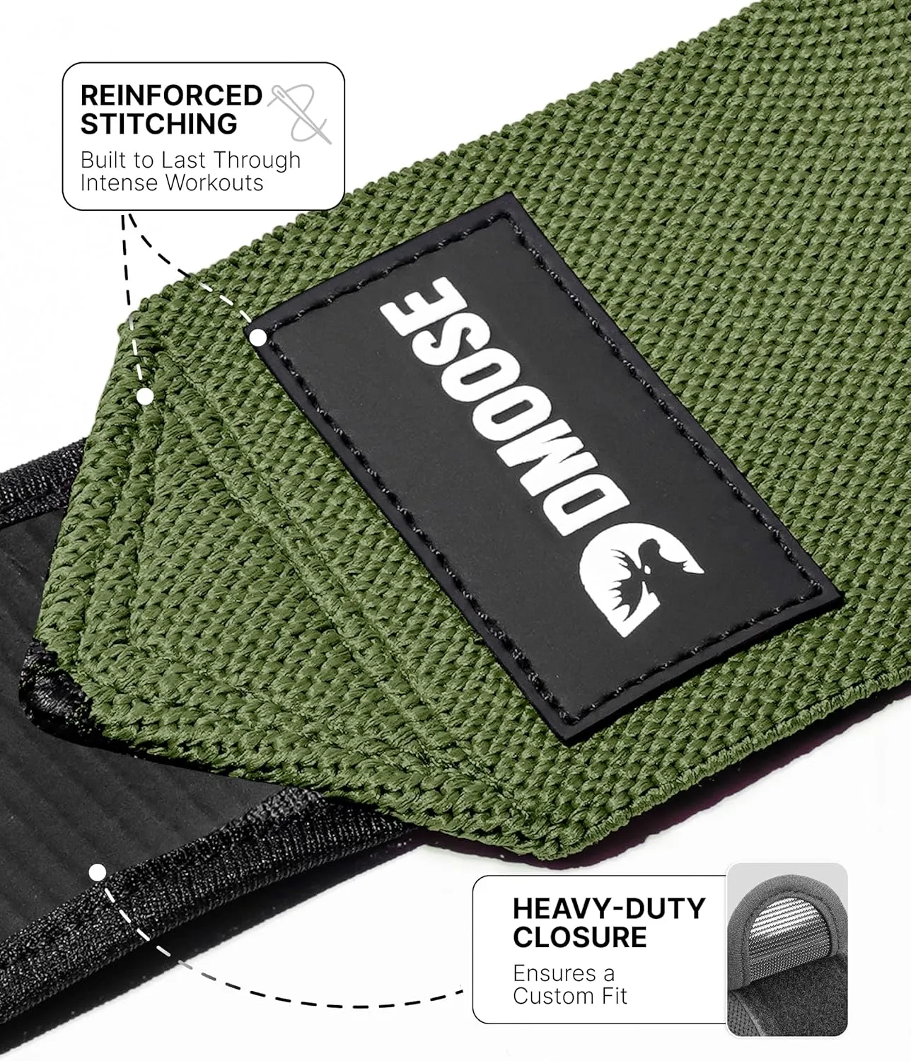 DMoose Fitness Elbow Wraps for Weightlifting (Pair) - 40'' Adjustable Elbow Strap for Gym Workout, Bench Press & Powerlifting - Compression Wraps for Tendonitis & Joint Support