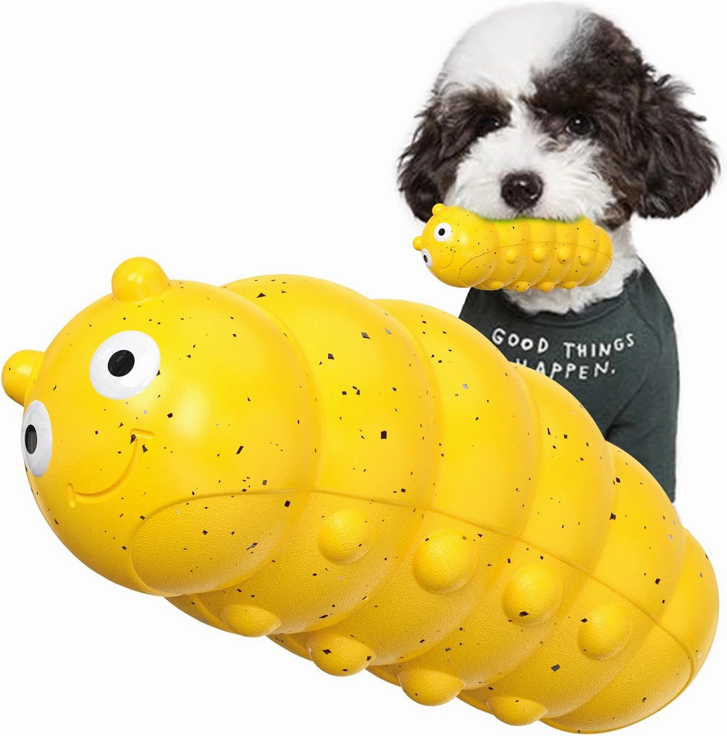 Dog Chew Toys for Aggressive-Chewers - Indestructible Dog Toy for Aggressive Chewer，Tough Chew Toys for Dogs （Rubber Yellow-Insect）