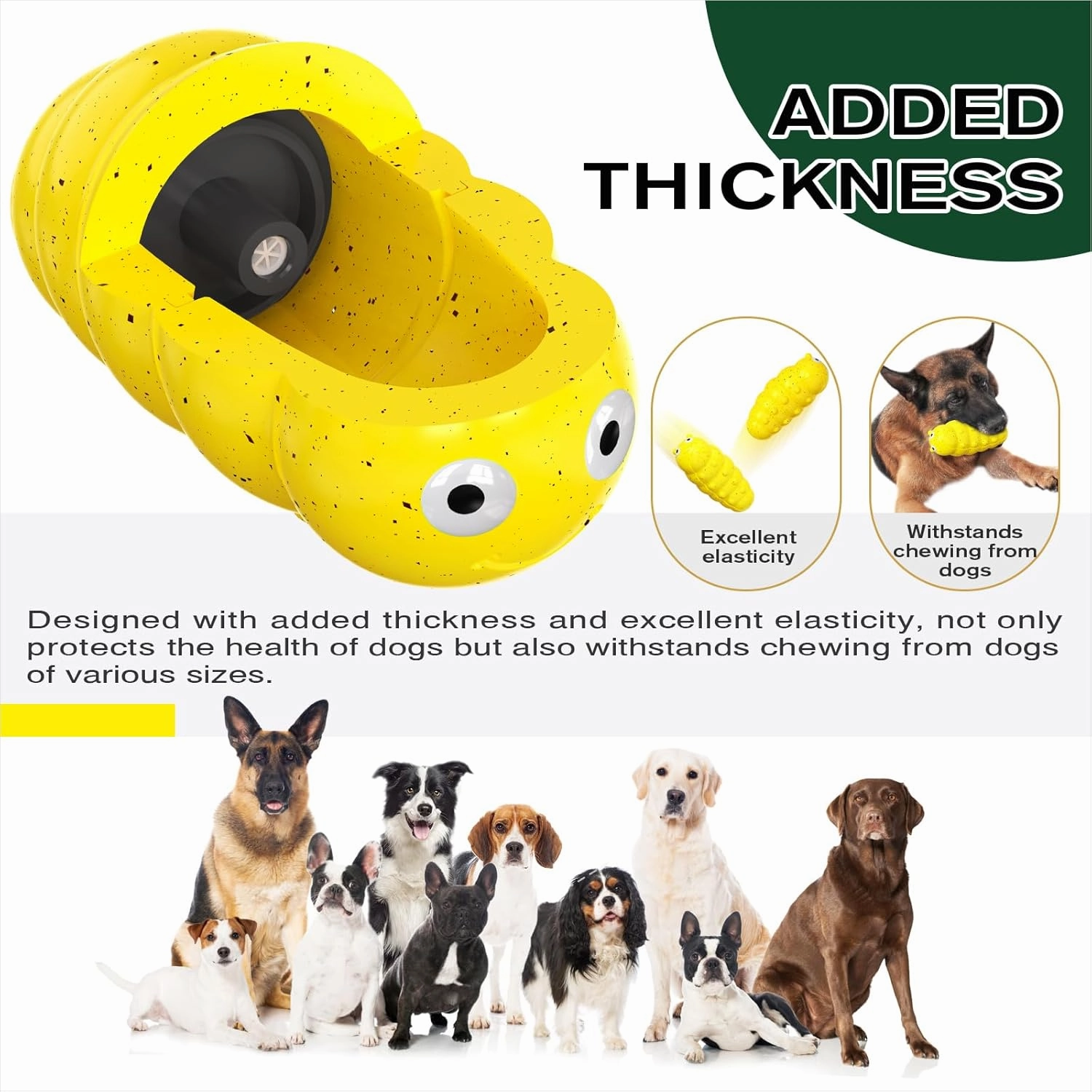 Dog Chew Toys for Aggressive-Chewers - Indestructible Dog Toy for Aggressive Chewer，Tough Chew Toys for Dogs （Rubber Yellow-Insect）
