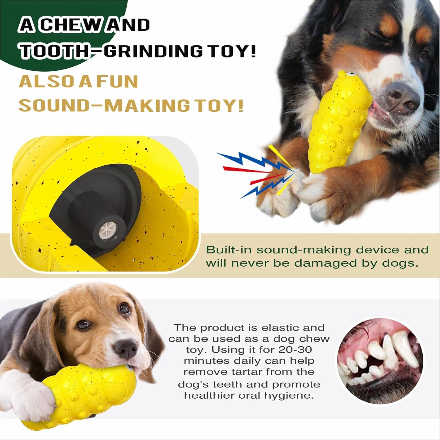 Dog Chew Toys for Aggressive-Chewers - Indestructible Dog Toy for Aggressive Chewer，Tough Chew Toys for Dogs （Rubber Yellow-Insect）