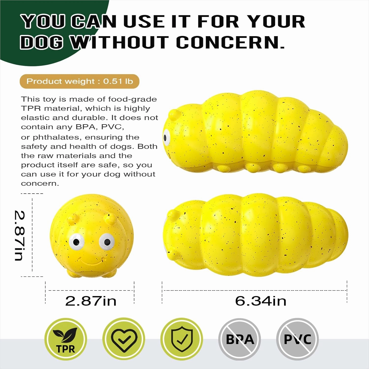 Dog Chew Toys for Aggressive-Chewers - Indestructible Dog Toy for Aggressive Chewer，Tough Chew Toys for Dogs （Rubber Yellow-Insect）