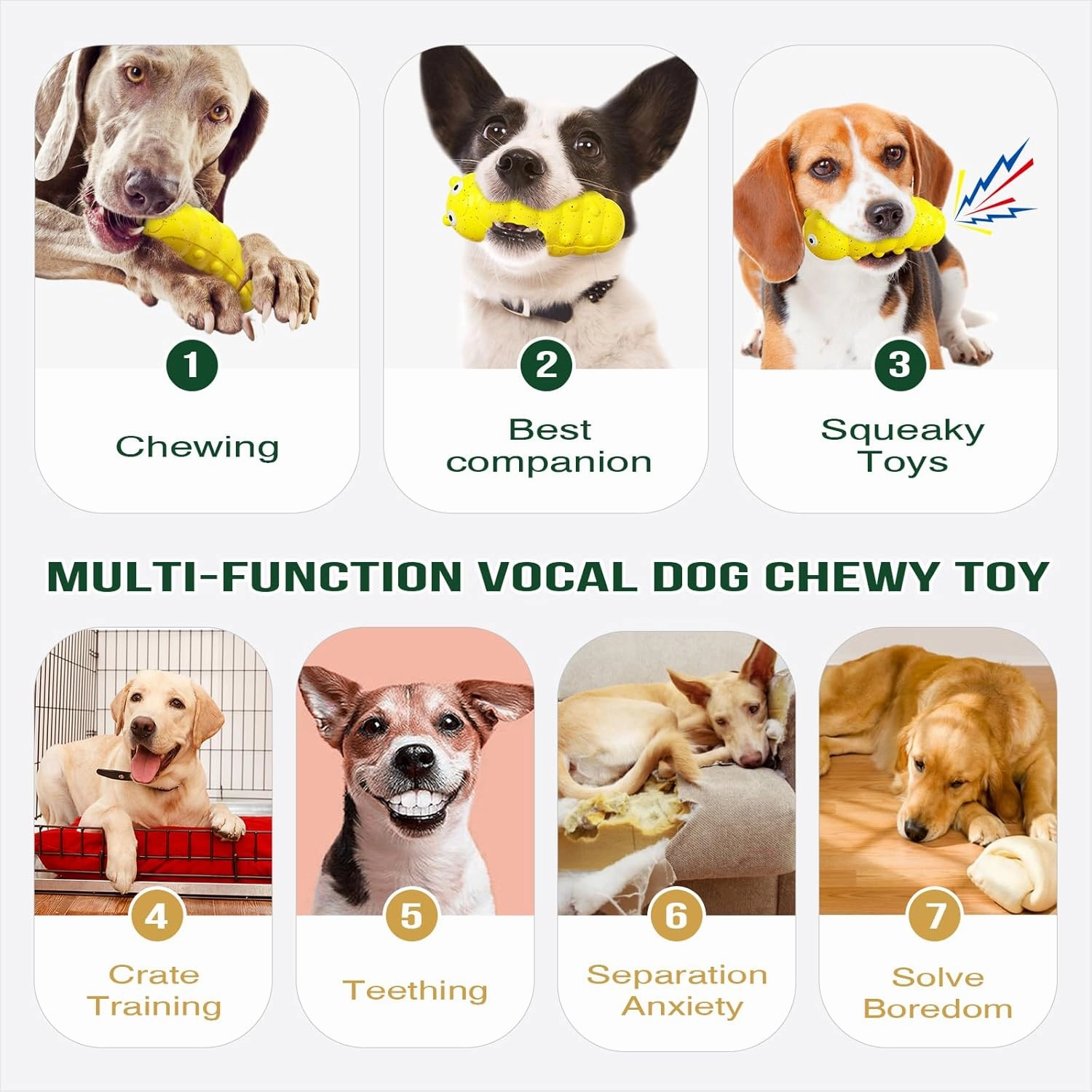 Dog Chew Toys for Aggressive-Chewers - Indestructible Dog Toy for Aggressive Chewer，Tough Chew Toys for Dogs （Rubber Yellow-Insect）
