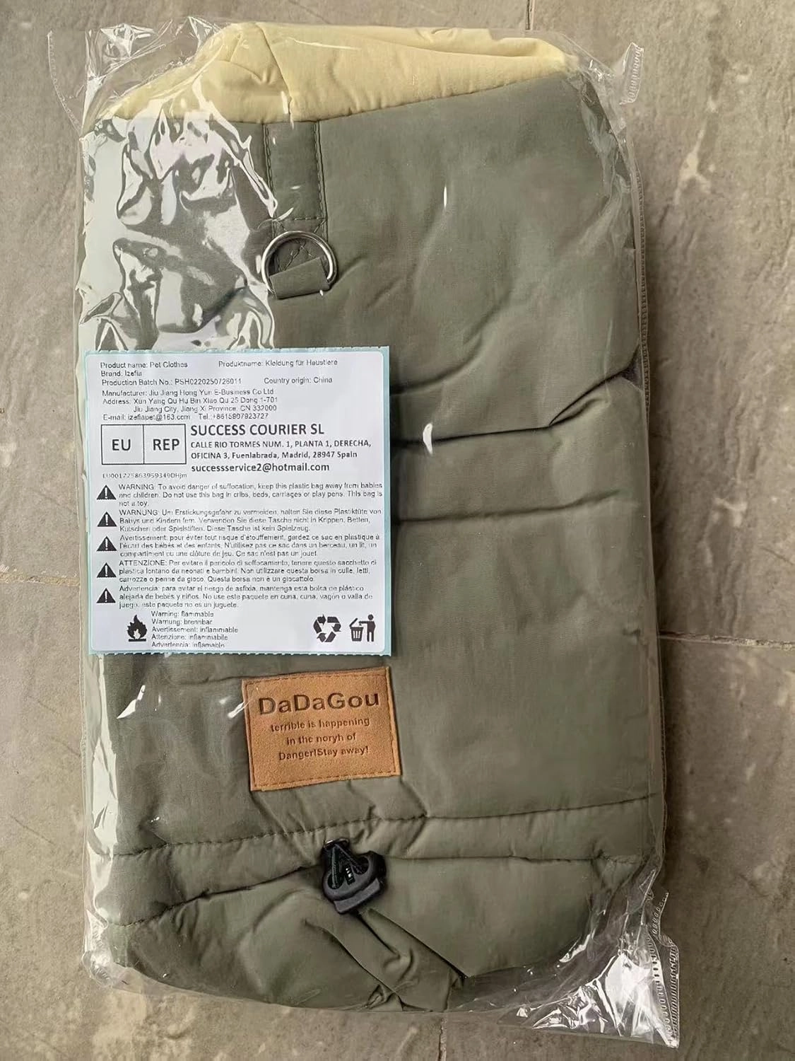 Dog Coat Windproof Jacket Cold Weather Coat 4 Legs Warm Dog Jumpsuit Winter Thick Coat Snow Proof Clothes Cotton Dog Coat for Small Dog Medium Dog Cat Grey L