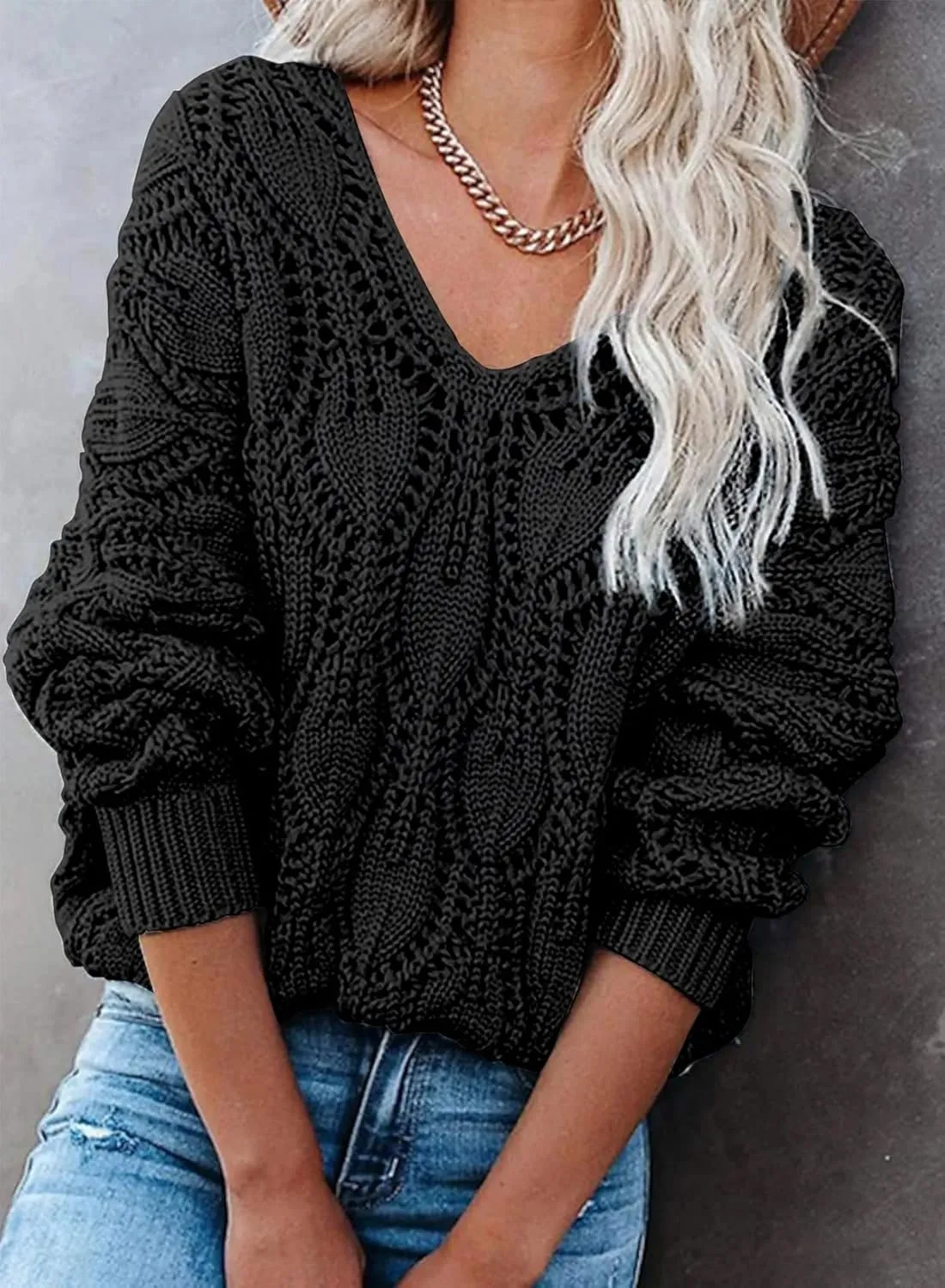 Dokotoo Fall Sweaters Round Neck Crochet Hollow Out Cute Winter Pullover Sweaters for Women Trendy 2024