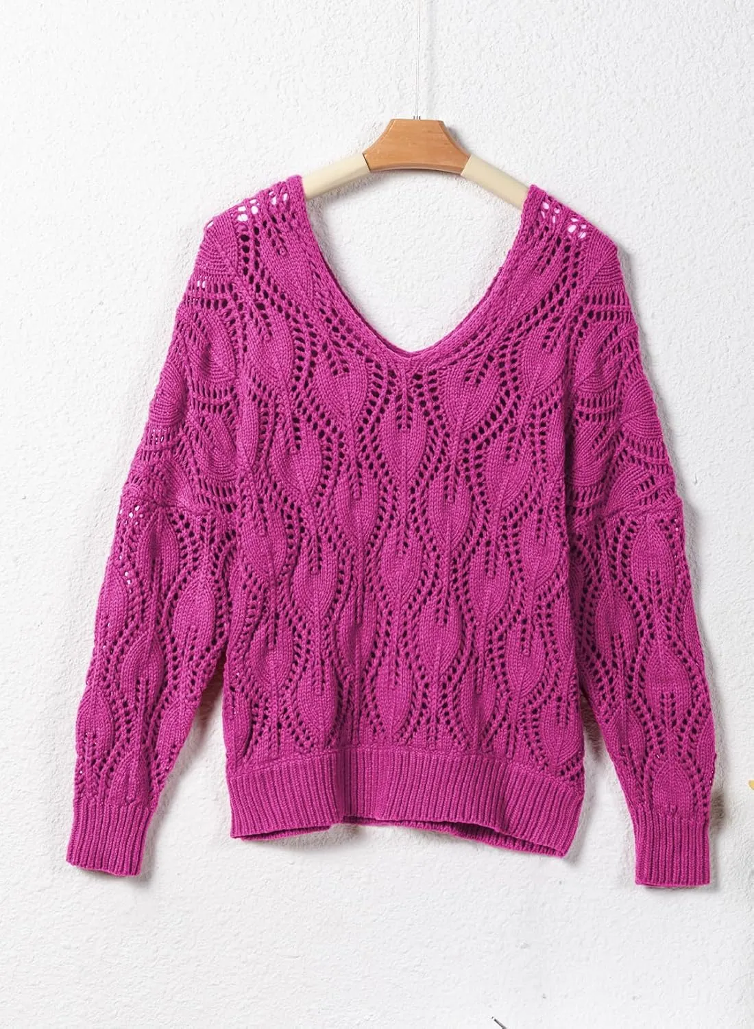 Dokotoo Fall Sweaters Round Neck Crochet Hollow Out Cute Winter Pullover Sweaters for Women Trendy 2024