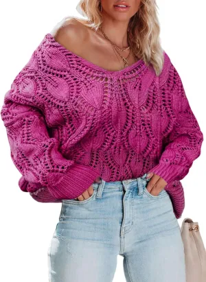 Dokotoo Fall Sweaters Round Neck Crochet Hollow Out Cute Winter Pullover Sweaters for Women Trendy 2024