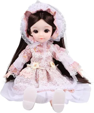 Doll with Lolita Hat Outfit Cute Hawaiian Jointed Doll for Imaginative Play Safe Materials for Present for Vivid Design Encourages Creativity