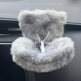 Doll Car Seat for 10-17cm Dolls, with Tie-Dye Soft Furry Cushion, Air Vent Clip & Desktop Stand – Perfect for Blind Box Doll Fans and Collectors (E)