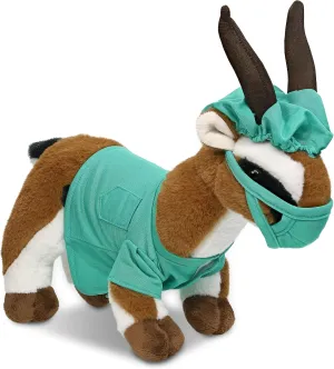 DolliBu Antelope Doctor Plush Toy - Super Soft Antelope Doctor Stuffed Animal Dress Up with Cute Scrub Uniform and Cap Outfit - Fluffy Antelope Doctor Toy Plush Gift with Personalization - 10 Inches