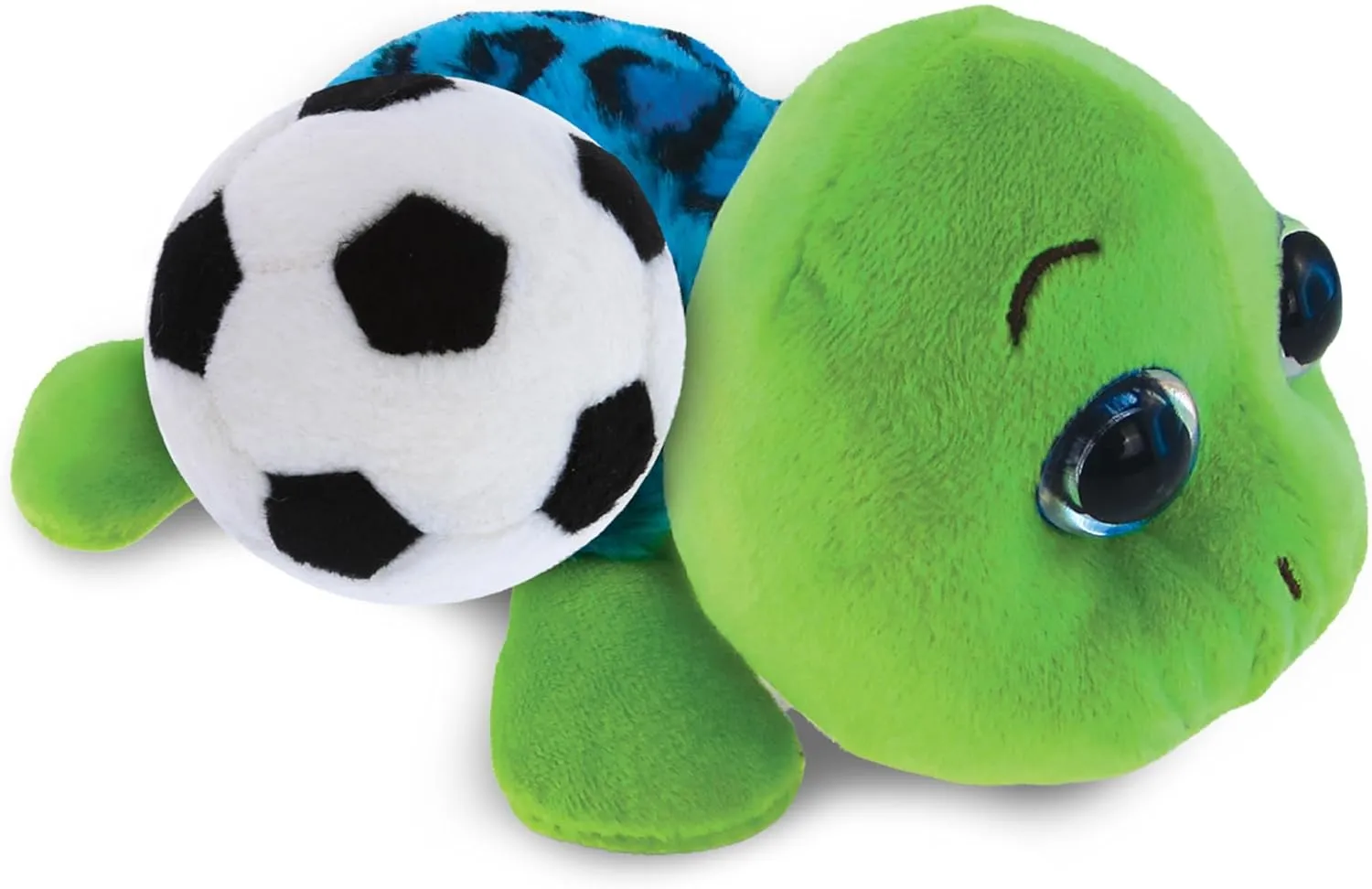 DolliBu Big-Eye Blue Shell Sea Turtle Stuffed Animal with Soccer Ball Plush - Soft Huggable Turtle, Adorable Playtime Plush Toy, Wildlife Gift, Soft Plush Doll Animal Toy for Kids and Adults - 6 Inch