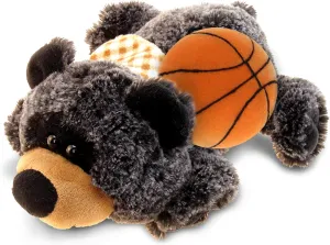 DolliBu Black Bear Stuffed Animal with Basketball Plush - Soft Huggable Black Bear, Adorable Playtime Plush Toy, Personalized Plush Doll Animal Toy for Kids and Adults - 9 Inch