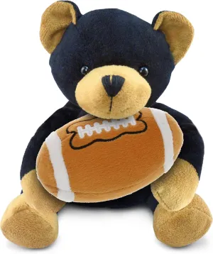 DolliBu Black Bear Stuffed Animal with Football Plush - Soft Huggable Black Bear, Adorable Playtime Plush Toy, Cute Wildlife Gift, Personalized Plush Doll Animal Toy for Kids and Adults - 6 Inch