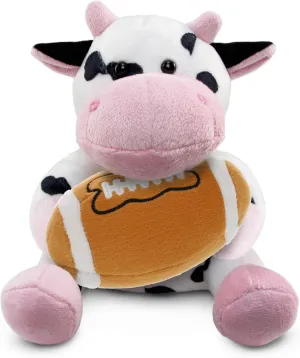 DolliBu Cow Stuffed Animal with Football Plush - Soft Huggable Cow, Adorable Playtime Plush Toy, Cute Wildlife Gift, Personalized Plush Doll Farm Animal Toy for Kids and Adults - 6 Inches