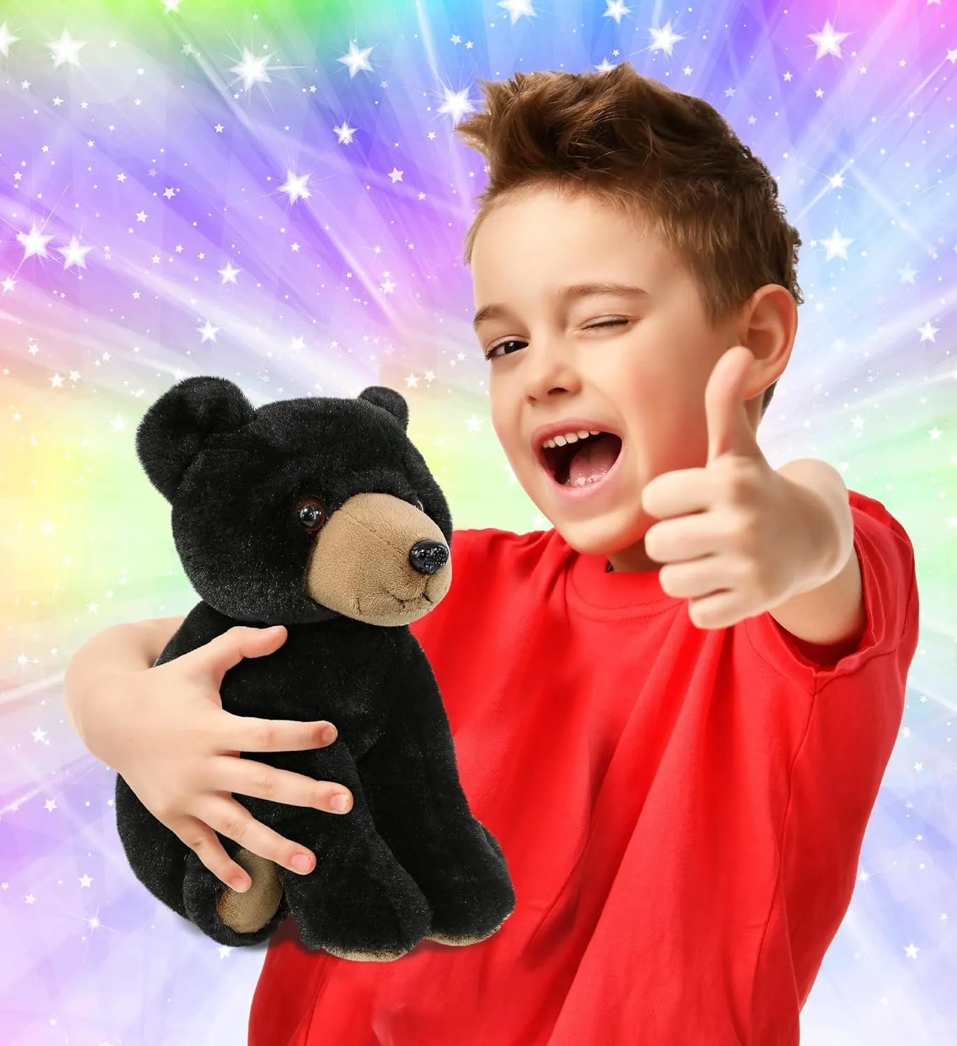 DolliBu Floppy Black Bear Stuffed Animal - Soft Huggable Black Bear, Adorable Playtime Bear Plush Toy, Cute Wild Life Cuddle Gifts, Super Soft Plush Doll Animal Toy for Kids and Adults - 9 inches