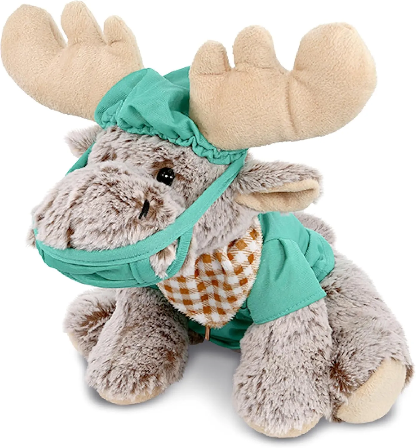 DolliBu Floppy Moose Doctor Plush Toy - Super Soft Moose Doctor Stuffed Animal Dress Up with Cute Scrub Uniform and Cap Outfit - Gift with Personalization - 12 Inches