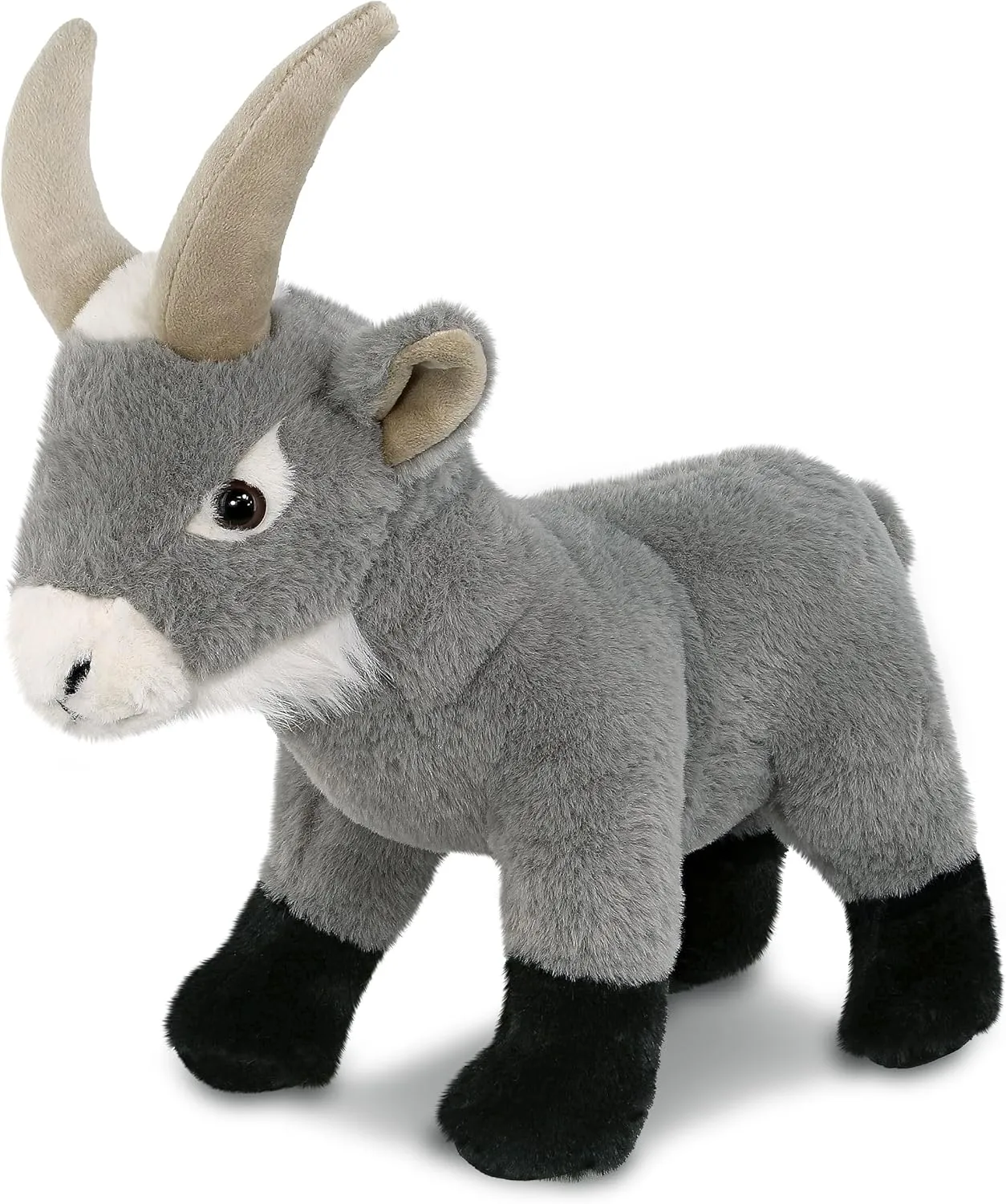 DolliBu Grey Goat Super Soft Stuffed Animal, Cute Realistic Farm Stuffed Animals for Girls, Boys, Adults Animal Gifts, Kids Nursery Decor for Newborn, Cuddly Soft Baby Plush Toys - 12 Inches