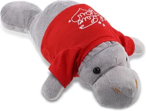 DolliBu I Love You Valentine Plush Grey Manatee - Cute Stuffed Animal with Red Shirt and Name Personalization Gift for Valentine's Day, Birthday, Anniversary, Romantic Date - 15 Inches