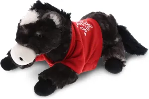 DolliBu I Love You Valentine Plush Lying Black Horse - Cute Soft Cuddly Stuffed Animal with Red Heart Shirt for Valentines Day, Birthday Present, Anniversary - 10.5 Inches