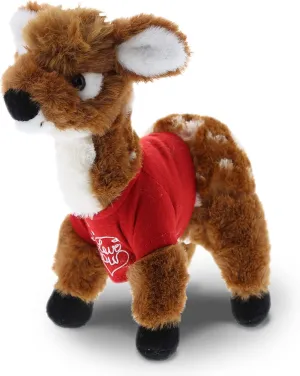DolliBu I Love You Valentine Plush Standing Deer Small - Cute Stuffed Animal with Red Shirt and Name Personalization Gift for Valentines Day, Birthday, Anniversary, Romantic Date - 10 Inches
