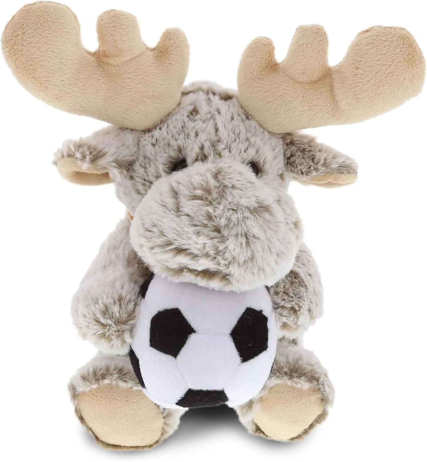 DolliBu Moose Stuffed Animal with Soccer Ball Plush - Soft Plush Huggable Moose, Adorable Playtime Moose Plush Toy, Cute Wildlife Gift for Kids and Adults - 11 Inch