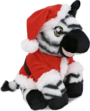 DolliBu Santa Zebra Stuffed Animal Plush Toy - Eco-Friendly Safari Animal Dress Up with Red Santa Claus Outfit, Cute Safari Life Gift, Perfect Holiday with Name Personalization - 9 Inch